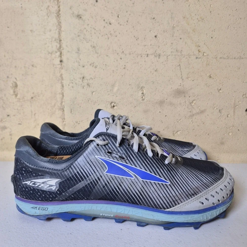 Altra King MT 2 Trail Running Shoes Womens 9.5 Gray Blue Vibram *No Strap*